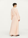 INTO THE EAST 25 Autumn and Winter Pink Lace Drawstring Collar Silk Dress ITE-E1DGAW023PK20DS-FEN Pink